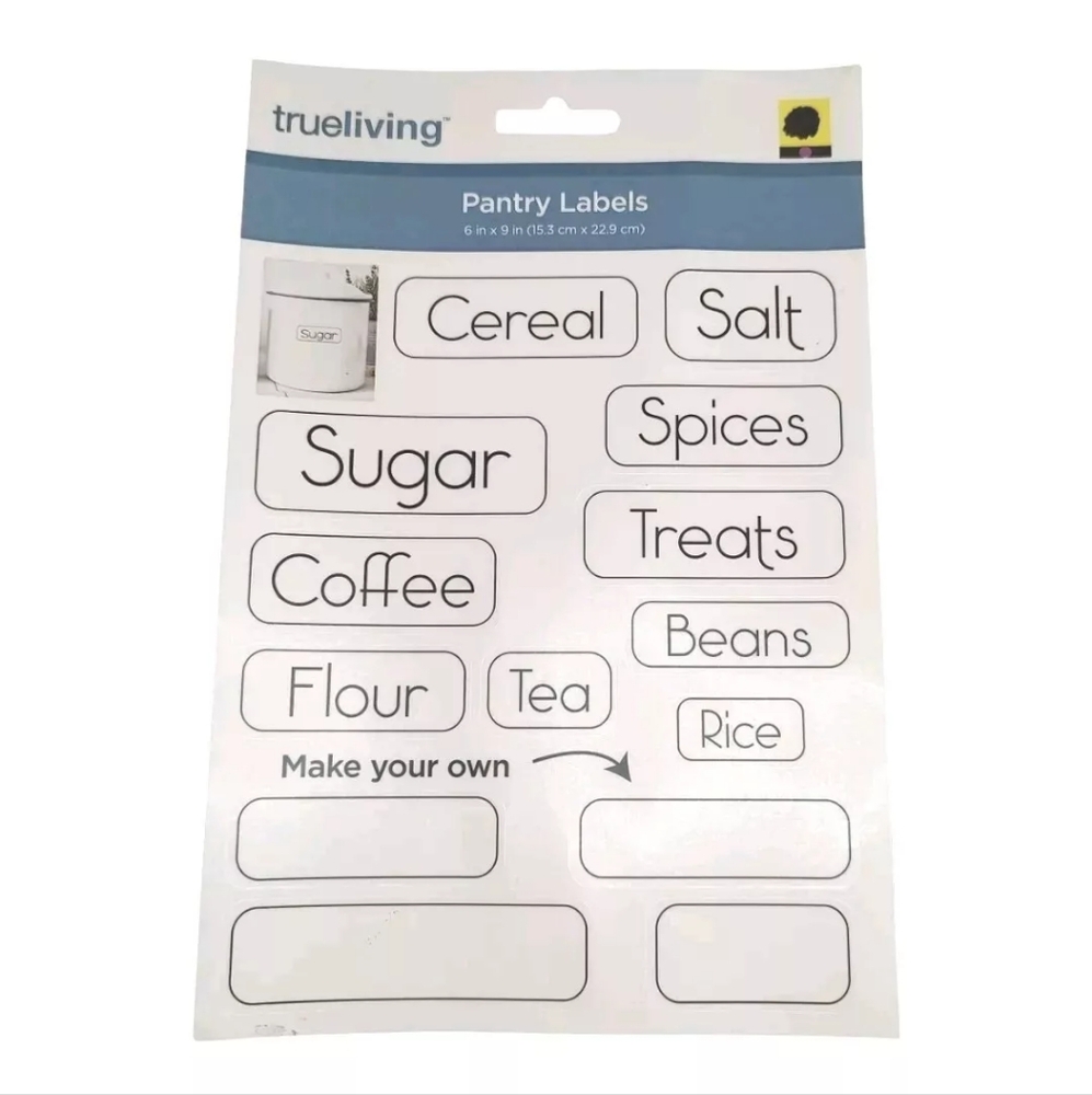 Trueliving Pantry Labels Stickers Food Beverage Snacks Spices Cereal Coffee DIY